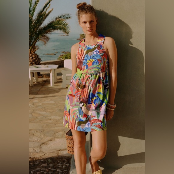 NWT Anthropologie x Orane Sigal Mini Swing Sleeveless Tropical Dress Small - Picture 1 of 11